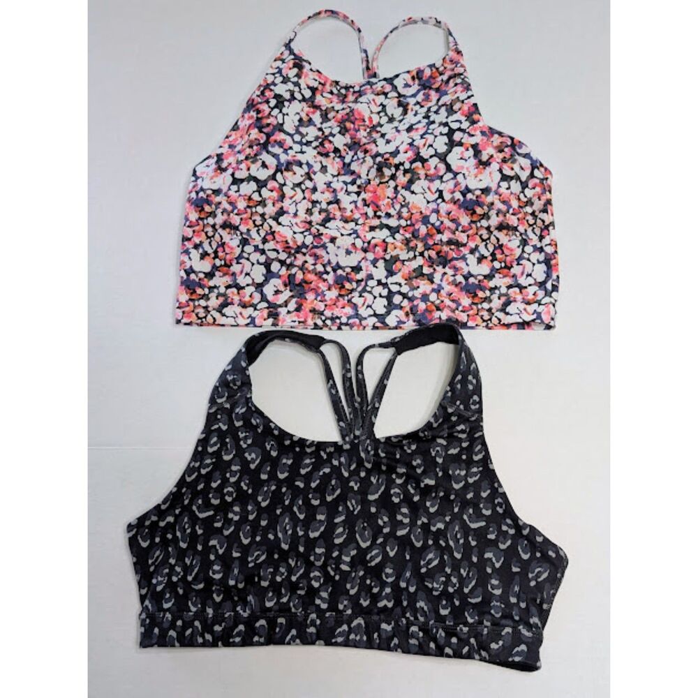 Old Navy Active Women's XL Longline Floral & Strappy Leopard Sports Bras Bundle